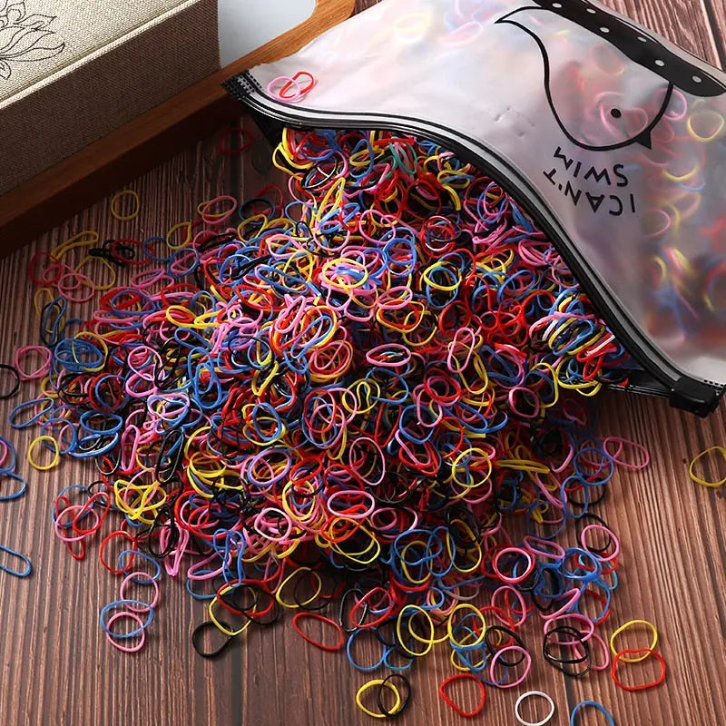 2000pcs Girls Hair Accessories gift Nylon Rubber Band Elastic Hair Bands Headband Children Ponytail Holder Bands Kids Ornaments.