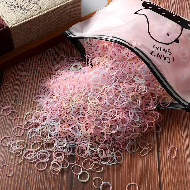 2000pcs Girls Hair Accessories gift Nylon Rubber Band Elastic Hair Bands Headband Children Ponytail Holder Bands Kids Ornaments.