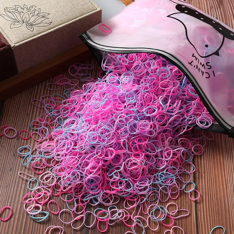 2000pcs Girls Hair Accessories gift Nylon Rubber Band Elastic Hair Bands Headband Children Ponytail Holder Bands Kids Ornaments.