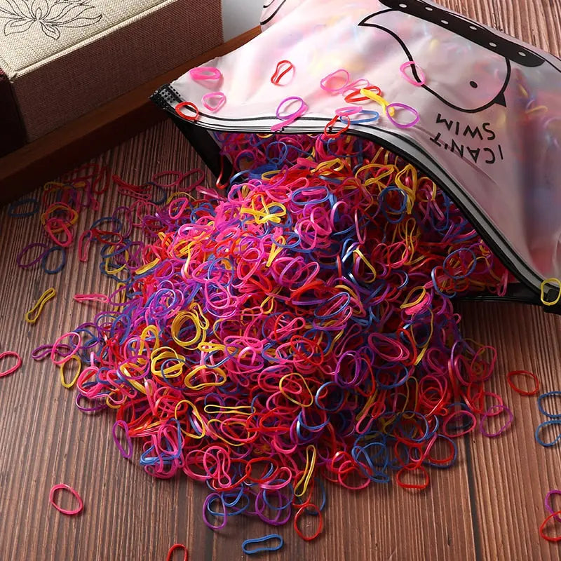 2000pcs Girls Hair Accessories gift Nylon Rubber Band Elastic Hair Bands Headband Children Ponytail Holder Bands Kids Ornaments.