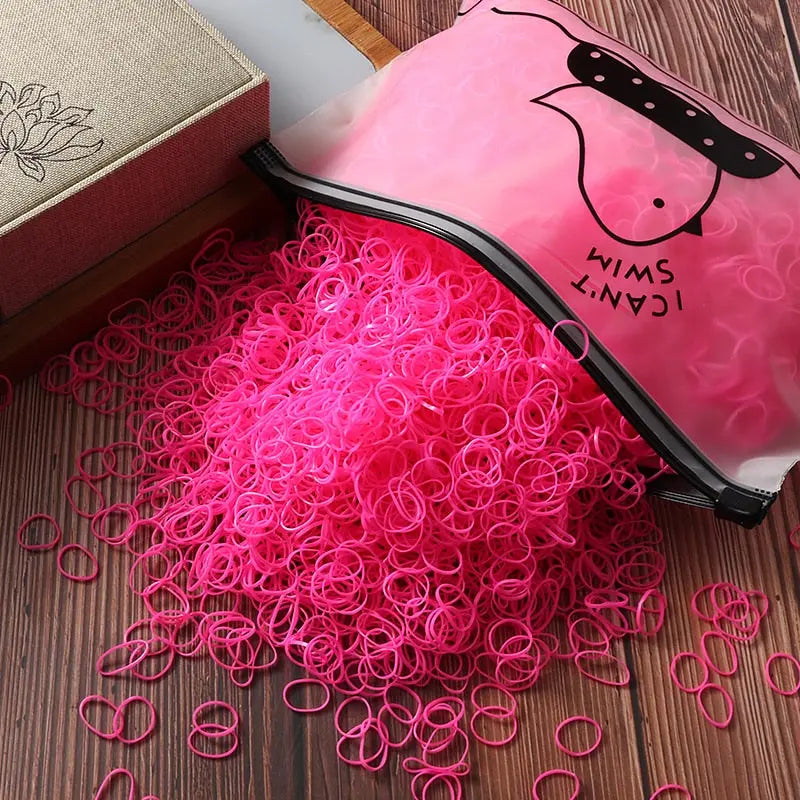2000pcs Girls Hair Accessories gift Nylon Rubber Band Elastic Hair Bands Headband Children Ponytail Holder Bands Kids Ornaments.
