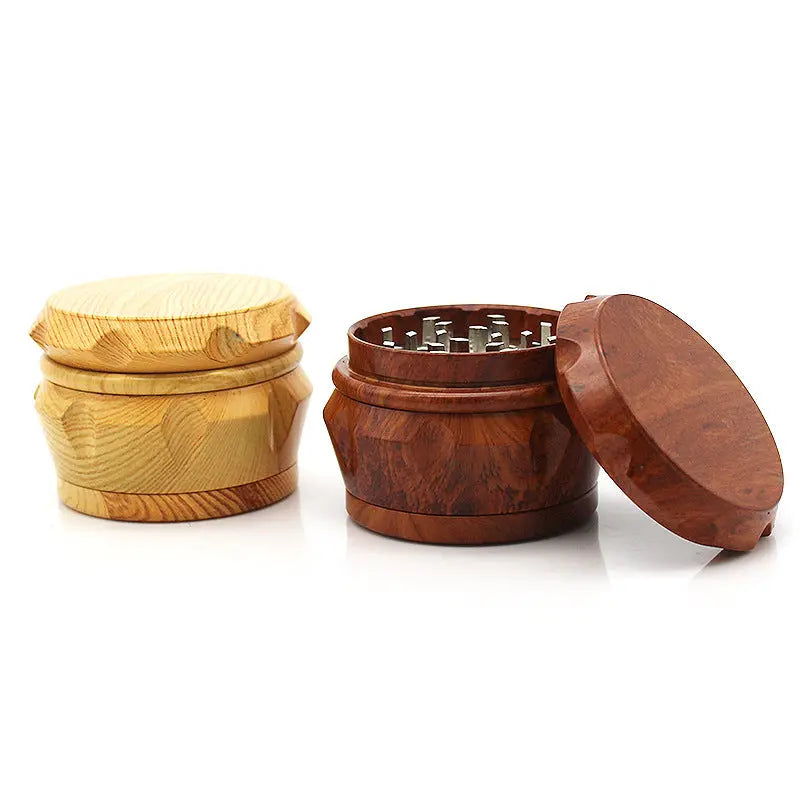 2019 new hot resin wood grain smoke device four-layer drum metal tooth zinc alloy mill cross-border supply.