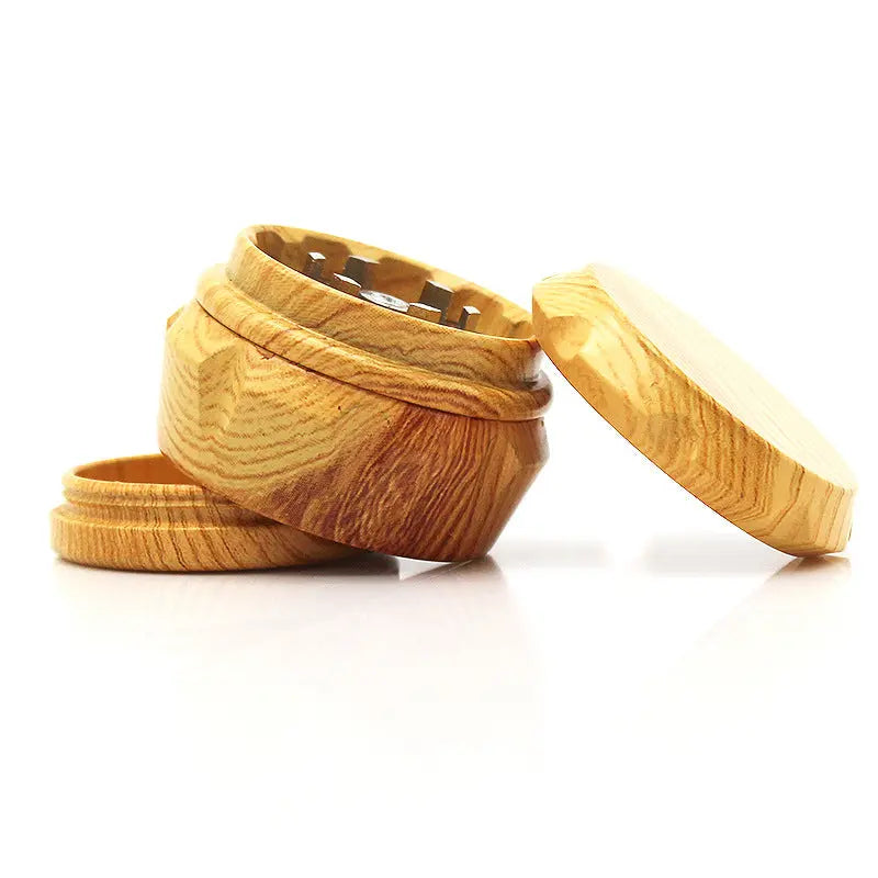 2019 new hot resin wood grain smoke device four-layer drum metal tooth zinc alloy mill cross-border supply.