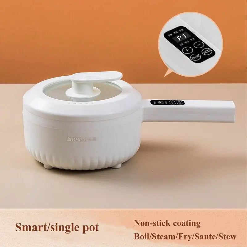 220V Electric Cooker Multi-Function All-In-One Pot Double layer Household Noodle Cooker Non-Stick Pot Hot Pot Kitchen Tool 1.6L.