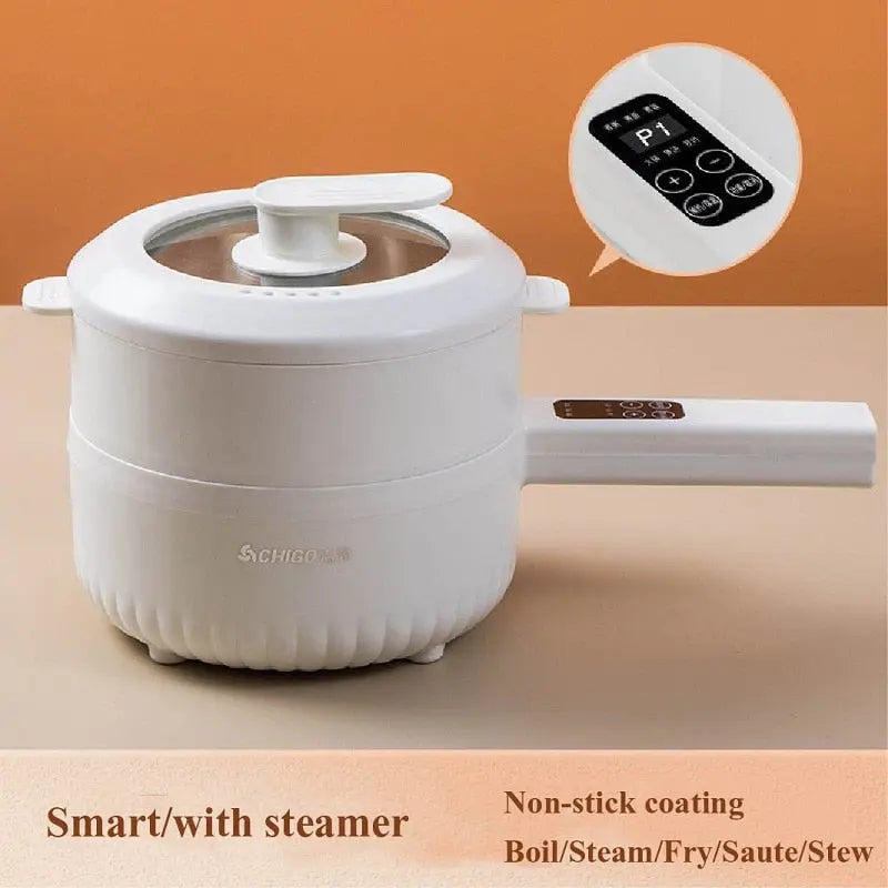 220V Electric Cooker Multi-Function All-In-One Pot Double layer Household Noodle Cooker Non-Stick Pot Hot Pot Kitchen Tool 1.6L.