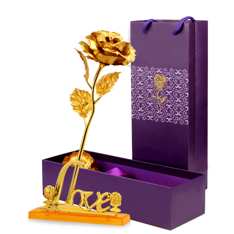 24K Gold Leaf Rose Simulation Bouquet - Perfect Gift for Christmas, Valentine's Day, and Birthdays
