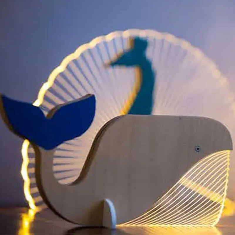 Animals LED Night Light Wood Acrylic Table USB Lights Decorate For Children Baby Kids Bedside Lamp Pelican Sirius Whale Toucan.