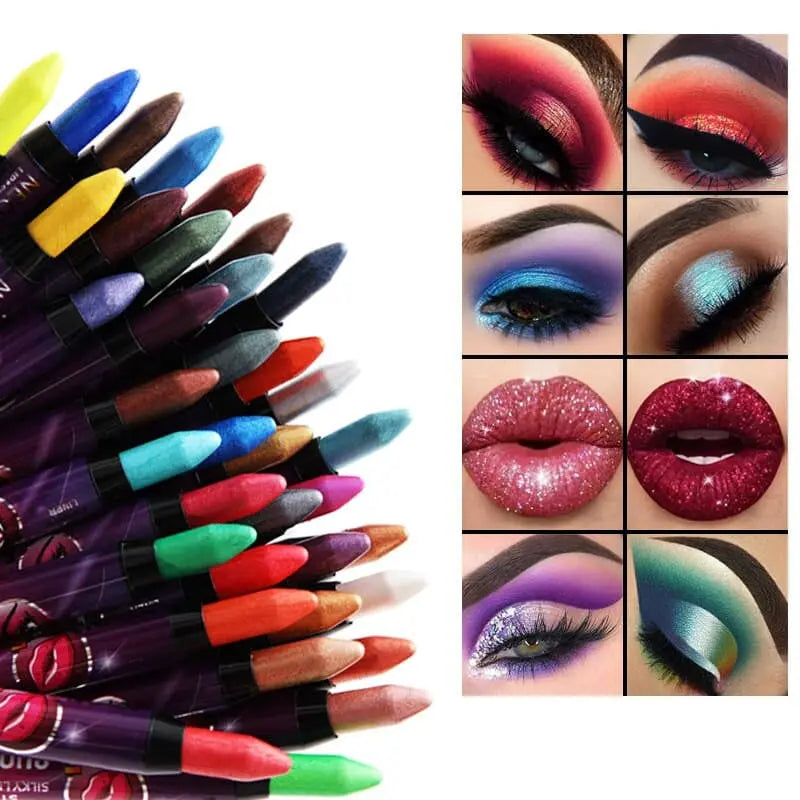 Beyprern 24-color Eye Shadow Stick 3-in-1 Eye Shadow Lipstick Lying Silkworm Pen Pearlescent Not Easy To Smudge Stage Cosmetics.