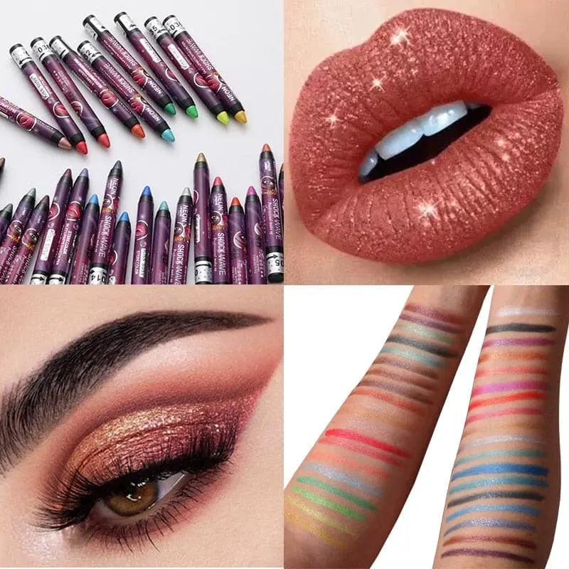 Beyprern 24-color Eye Shadow Stick 3-in-1 Eye Shadow Lipstick Lying Silkworm Pen Pearlescent Not Easy To Smudge Stage Cosmetics.