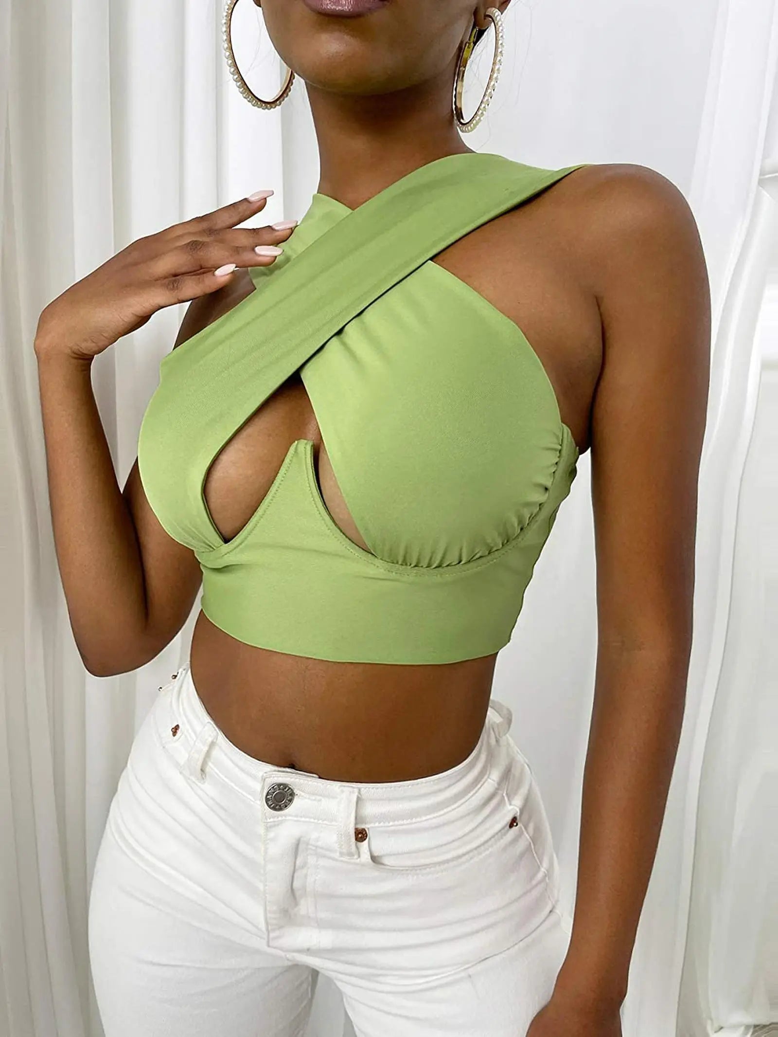 Criss Cross Front Crop Top new 2023.