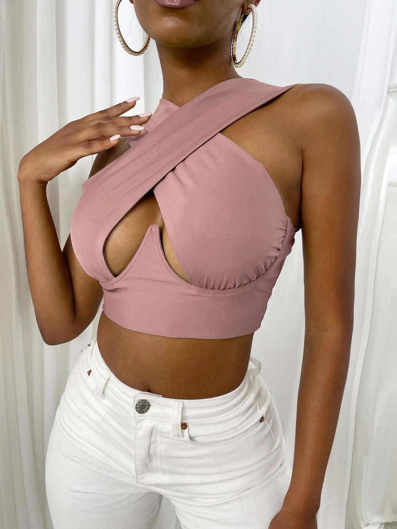 Criss Cross Front Crop Top new 2023.