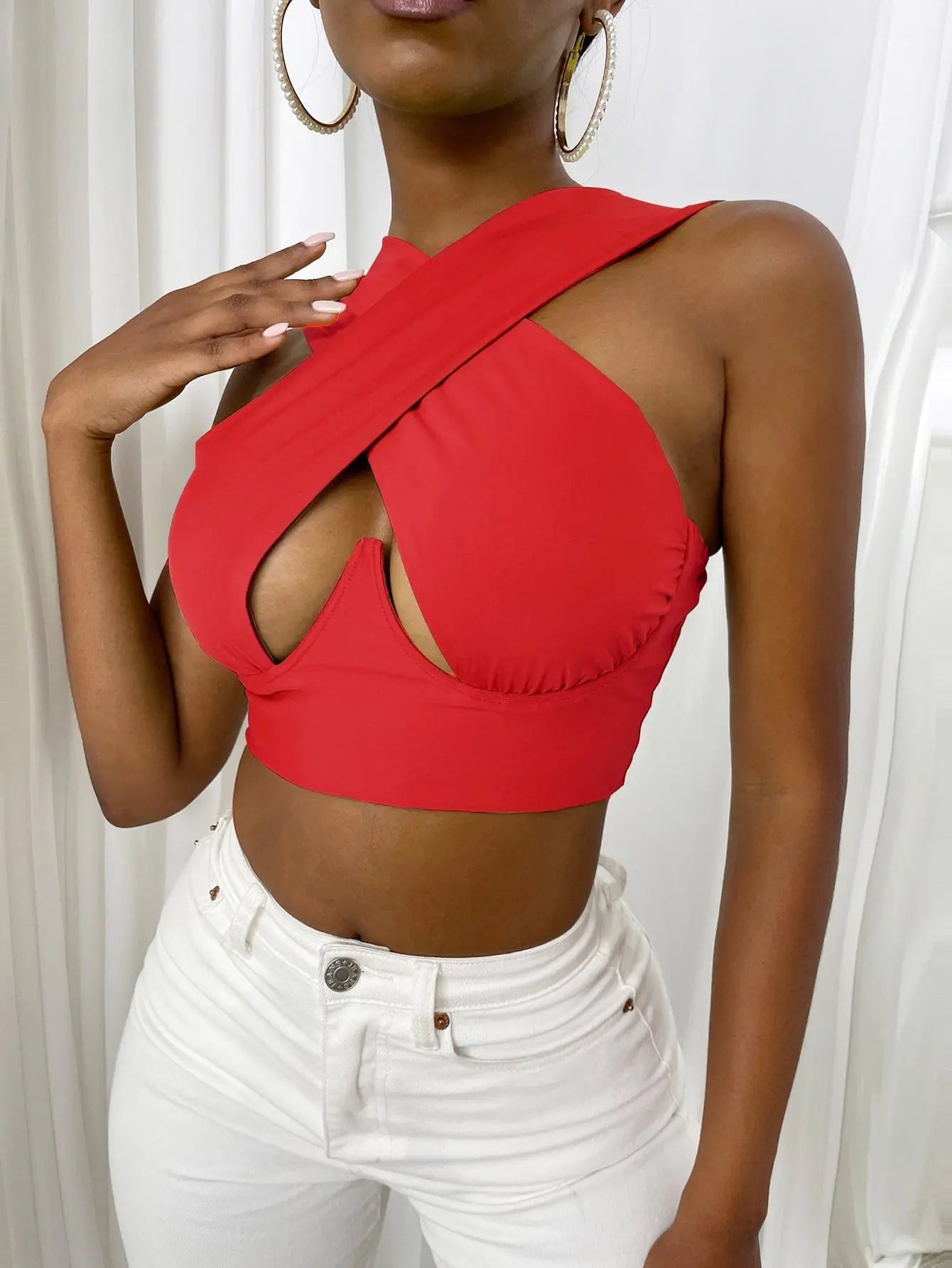Criss Cross Front Crop Top new 2023.
