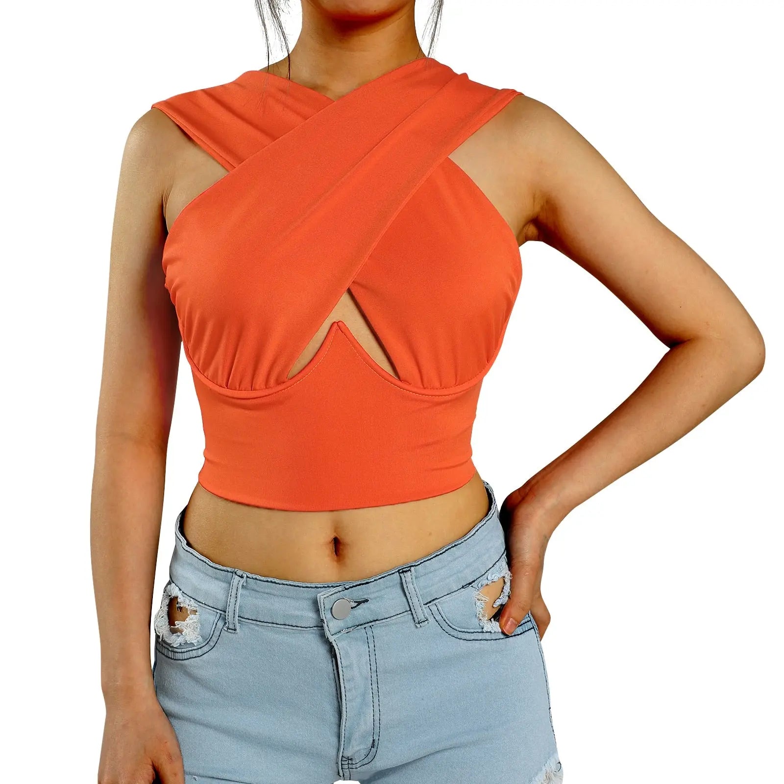 Criss Cross Front Crop Top new 2023.