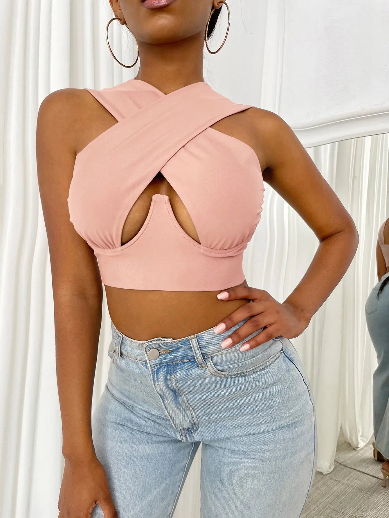 Criss Cross Front Crop Top new 2023.