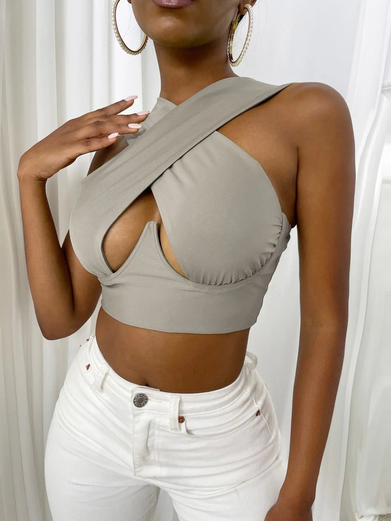 Criss Cross Front Crop Top new 2023.