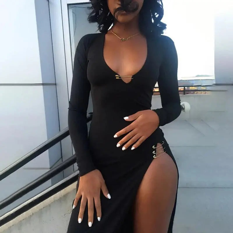 European sexy high slit pin dress (wholesale).