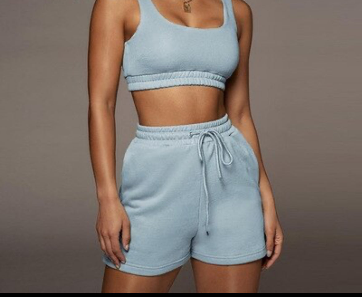 Women's Black and White Two Piece Set - Summer Crop Top and Biker Shorts Outfit for Sweatsuits or Tracksuits