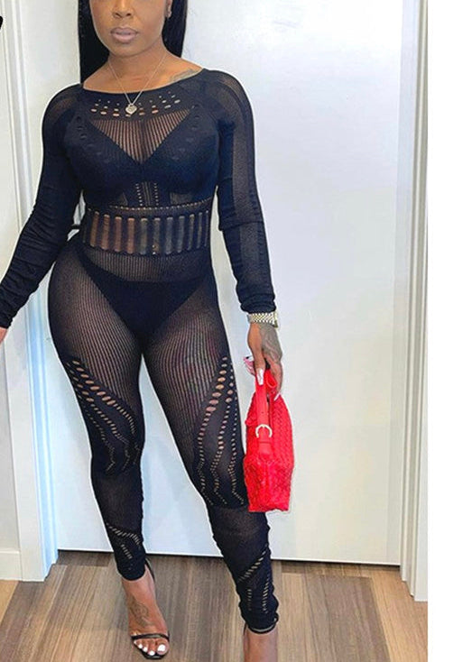 Knit Elastic Skinny Backless jumpsuit outfit