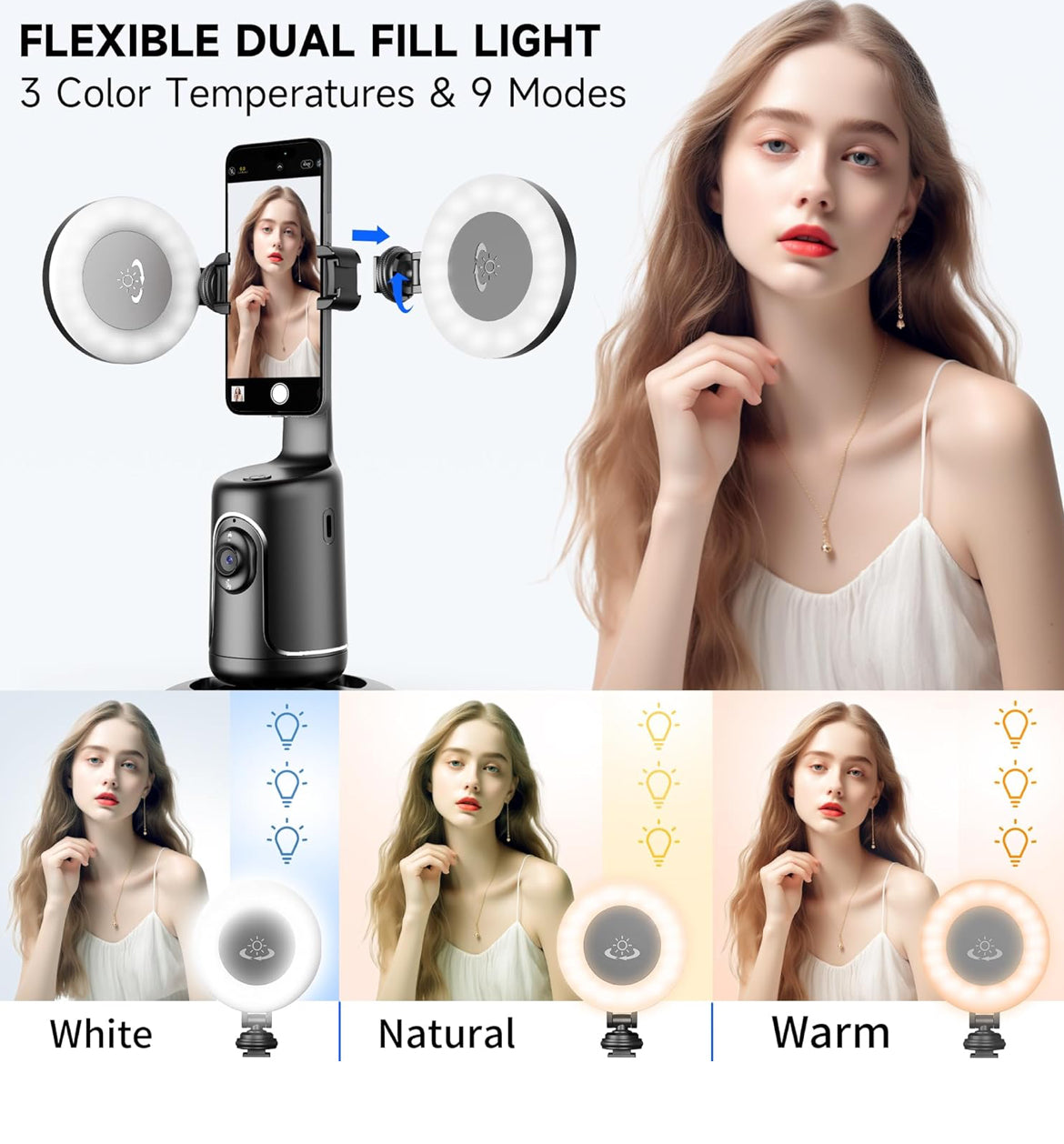 Tripod automatic rotation face capturing holder