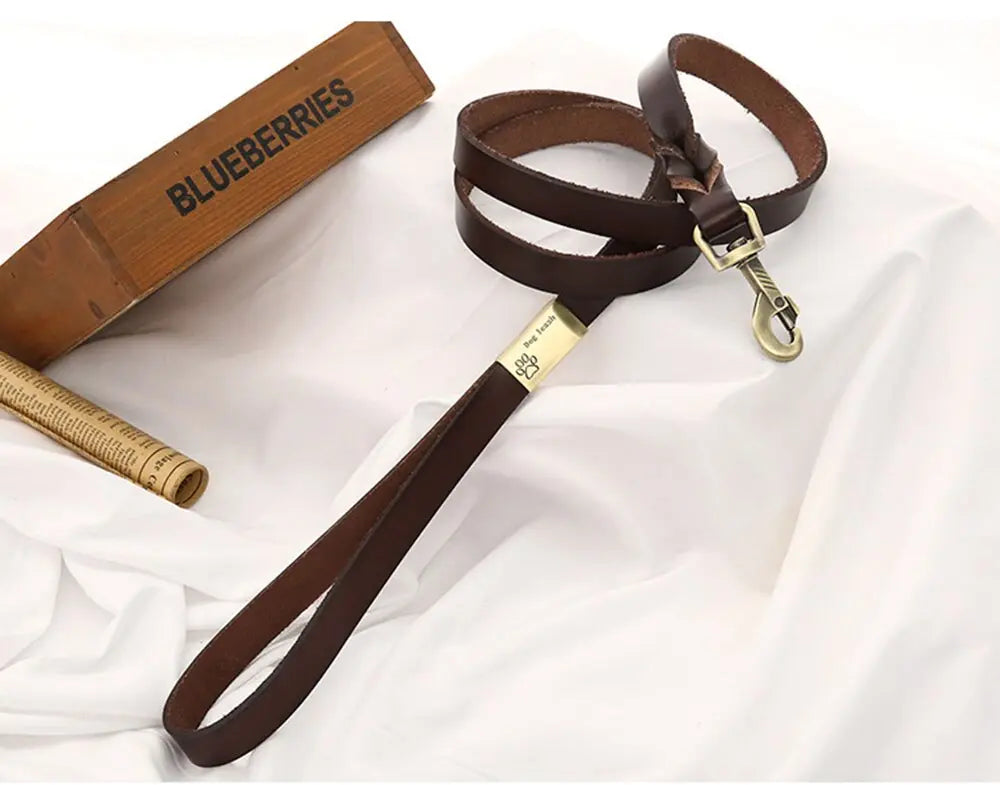 Genuine Leather Dog Leash Small Medium Large Dogs Pet Walking Leash Training Leads 120cm Length Width 1.2 / 2.0cm Black Brown.