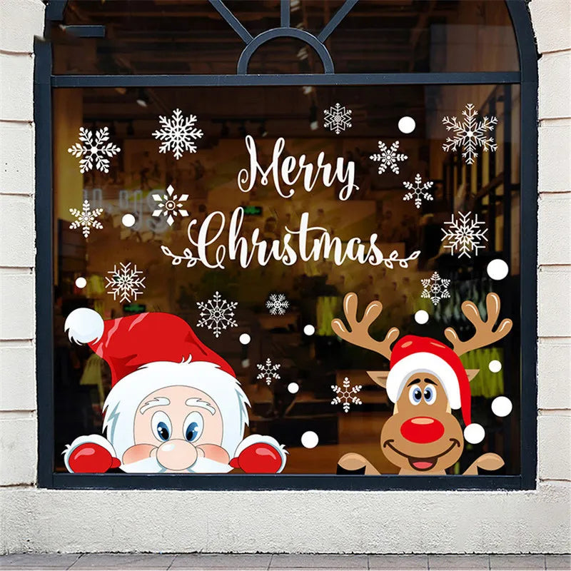 Removable Christmas Stickers Wall Decals New Year Party