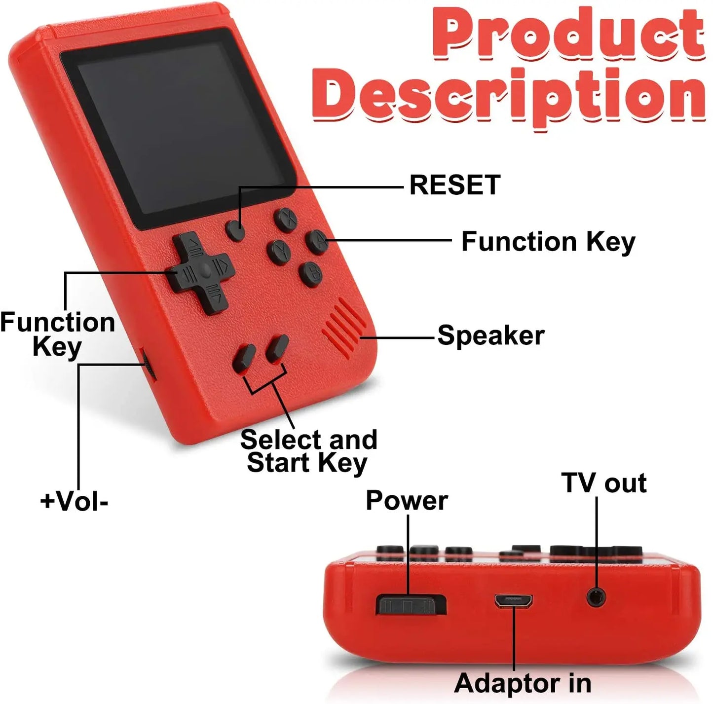 Portable Video Game Console 400 Retro Games in 1 AV Out Two Player Gamepads Game player For Children Gifts