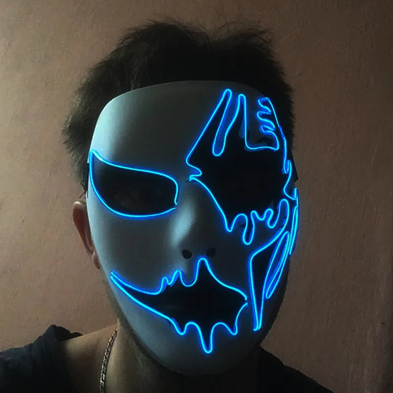 Neon Light LED Mask LED Halloween Scary Mask Cosplay Party Masque Masquerade Masks Halloween Costume Glow Party Props
