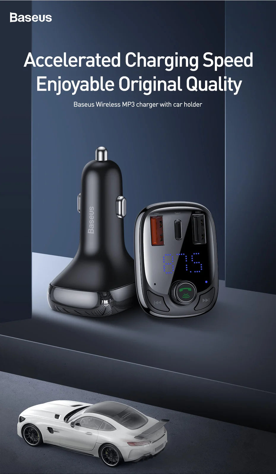 Upgrade Your Car with the Advanced Bluetooth 5.0 FM Transmitter Handsfree Car Kit, featuring Fast Charger and Auto FM Modulator