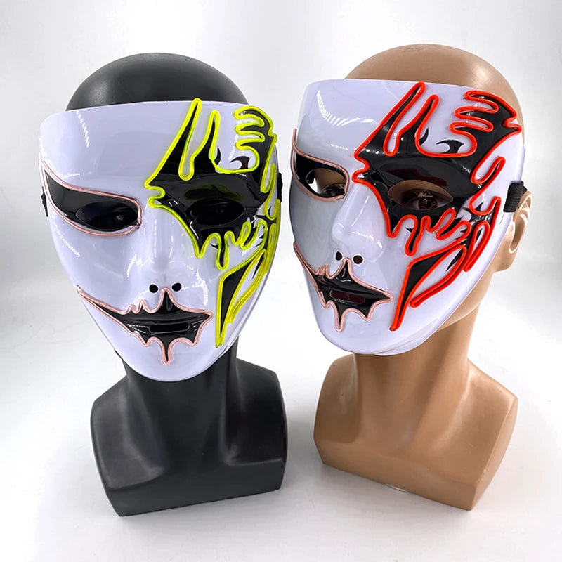 Neon Light LED Mask LED Halloween Scary Mask Cosplay Party Masque Masquerade Masks Halloween Costume Glow Party Props