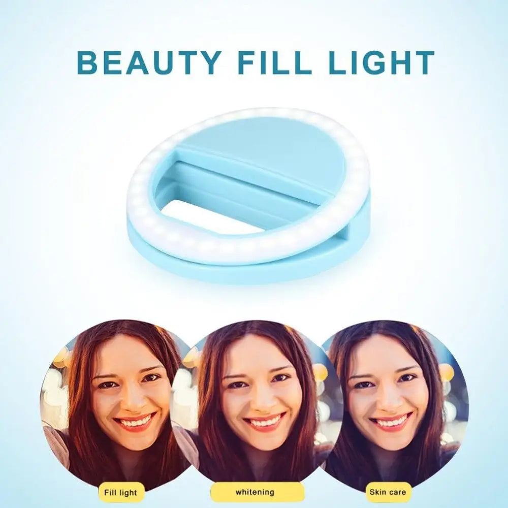 Rechargeable LED Three Gear Ring Fill Light for Universal Mobile Phone Selfies and Live Streaming