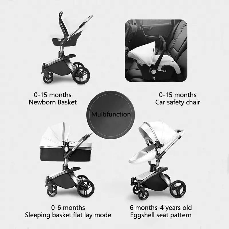 3-in-1 Stroller with 360° Rotation, High Landscape Newborn Carriage and 2-in-1 Baby Stroller - 2023 Version"