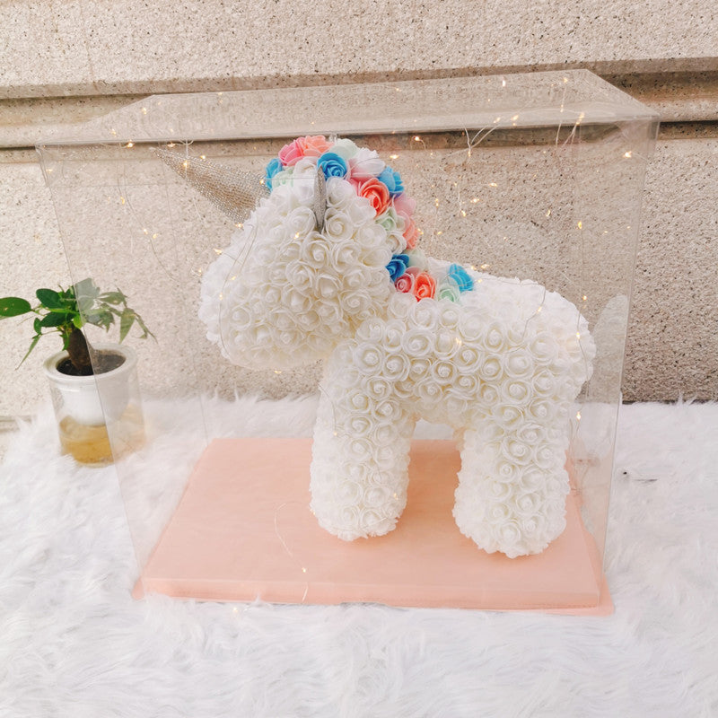 Preserved Flower Unicorn PE Foam Flower Handmade Rose Bear Valentine's Day Gift Rose Unicorn Manufacturer