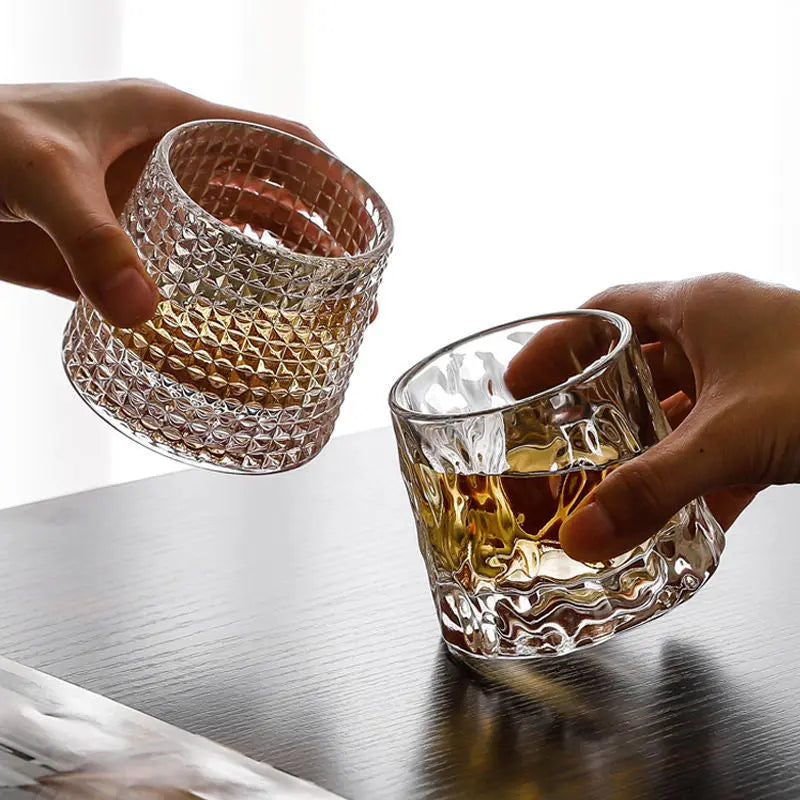 Japanese Whiskey Cup Creative Rotate Decompression Glass Ins Beer Cup Crystal Ocean Wine Cup Home Wine Cup.