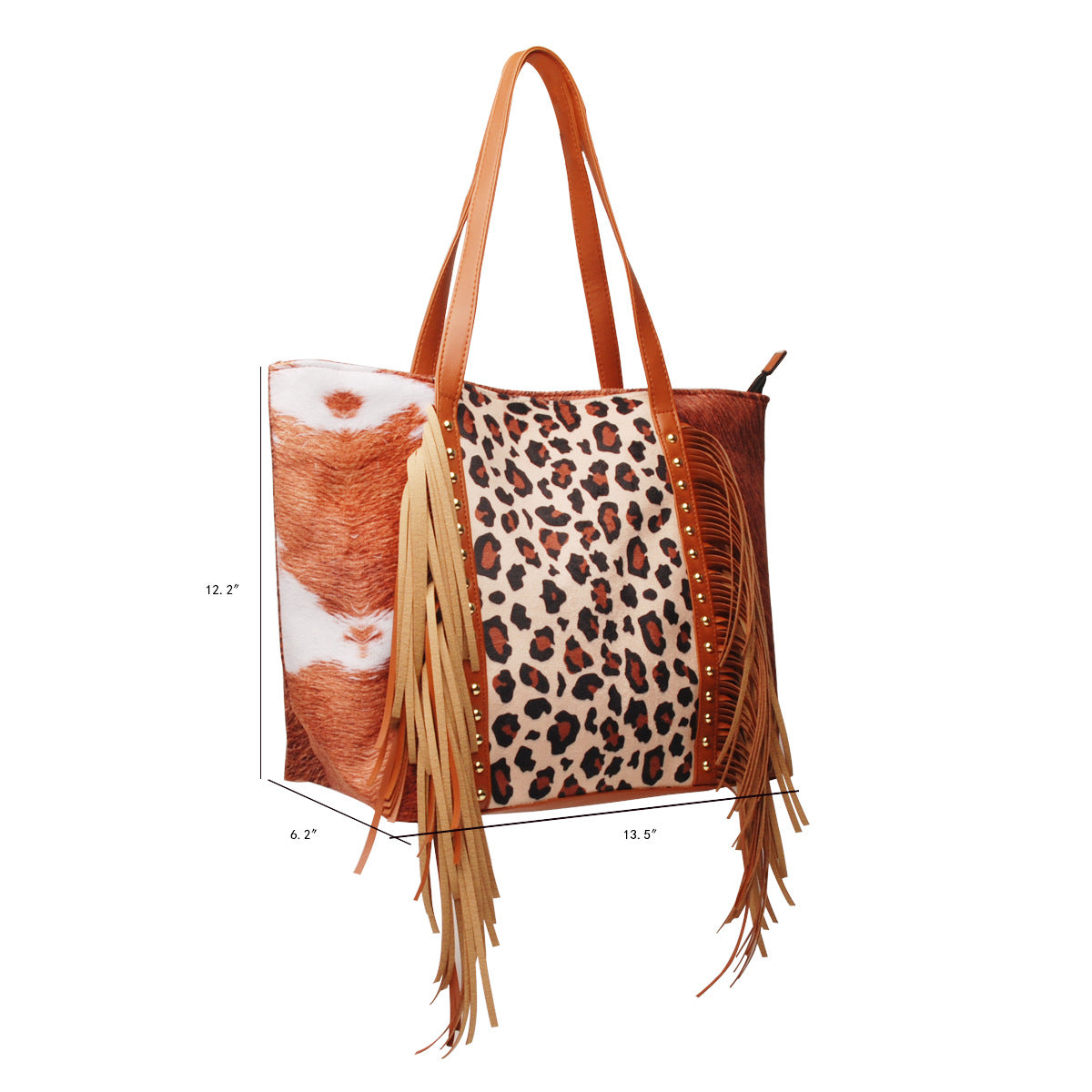 Leopard print cow print sunflower tassel rivet PU hand-held one-shoulder bag GOLDEN TOUCH