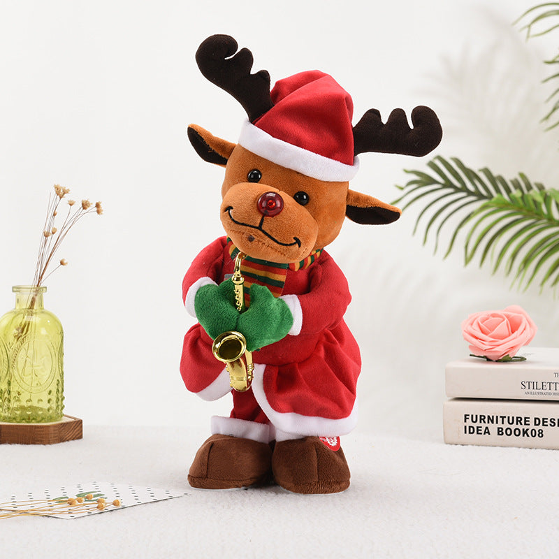 Plush electric toy Christmas doll will dance will sing Santa Festival gift foreign trade cross-border toys
