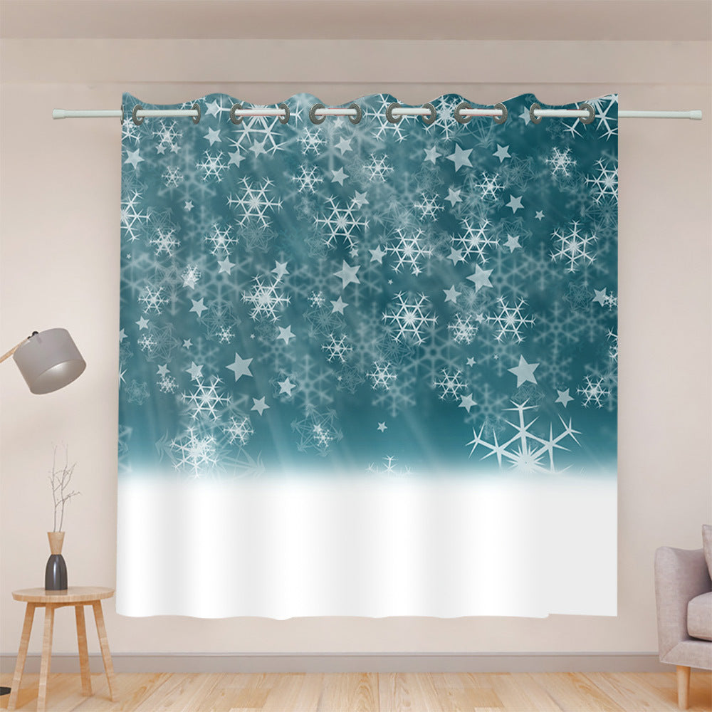 Christmas series digital print black silk curtains living room bedroom sunscreen high precision curtain