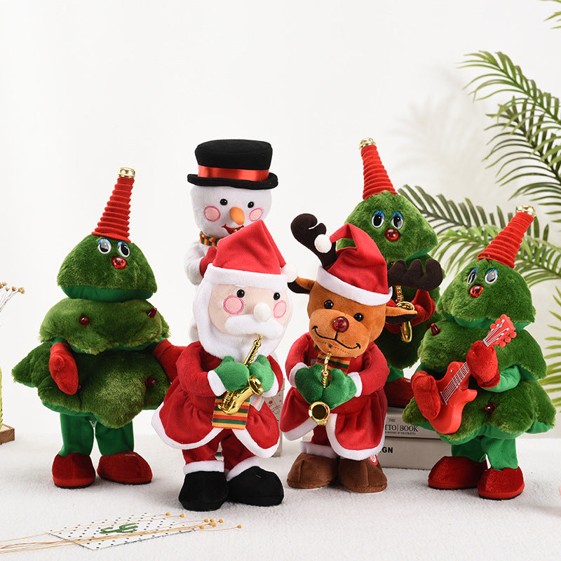 Plush electric toy Christmas doll will dance will sing Santa Festival gift foreign trade cross-border toys