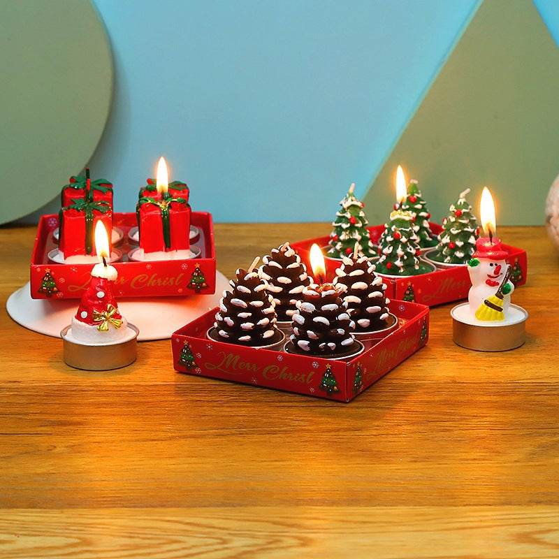 Christmas candle craft four gift boxes can ignite candlelight festival decorative atmosphere to lay Christmas gift