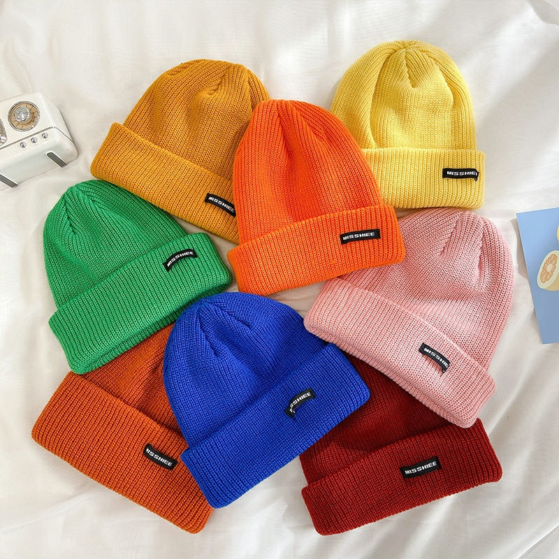 Korean version of the INS autumn and winter hundred letters knit wool hat female Korean version of the street trend warm cold hooded melon socket male