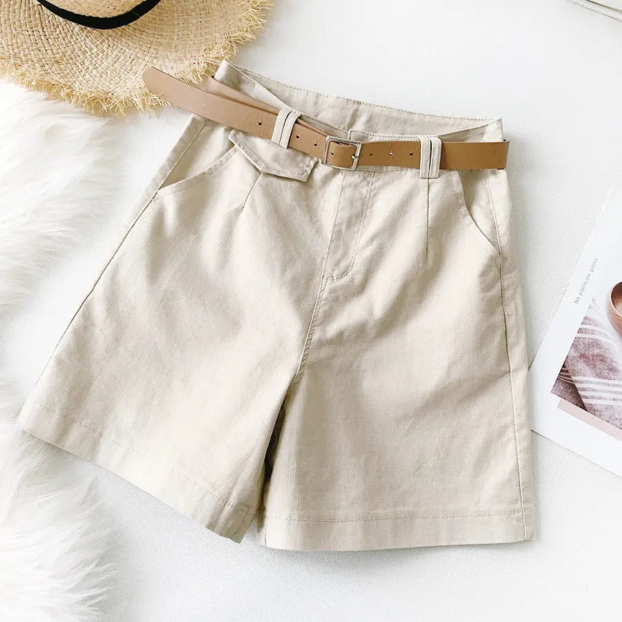 Pants shorts female British temperament knights straight pants 2021 summer elastic cotton five pants casual wide leg pants.