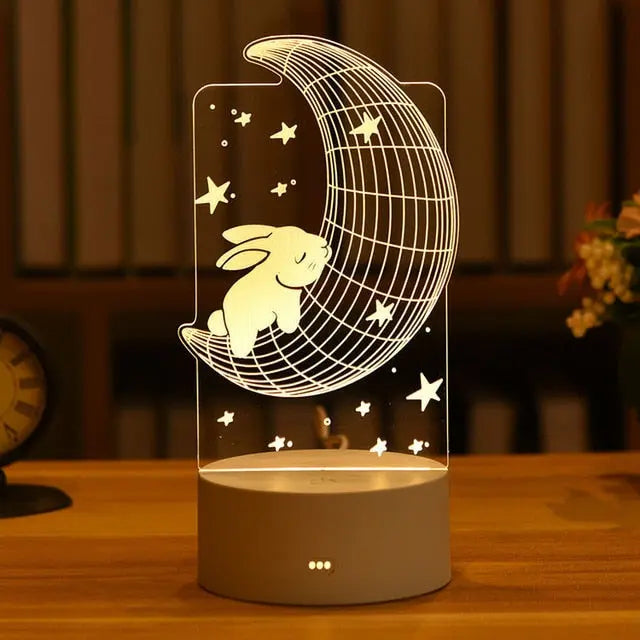 Romantic Love 3D Acrylic Led Lamp for Home Children's Night Light Table Lamp Birthday Party Decor Valentine's Day Bedside Lamp.
