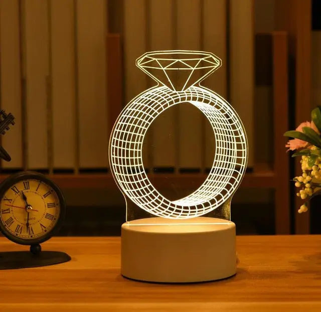 Romantic Love 3D Acrylic Led Lamp for Home Children's Night Light Table Lamp Birthday Party Decor Valentine's Day Bedside Lamp.