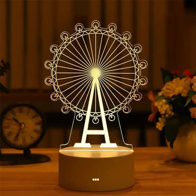 Romantic Love 3D Acrylic Led Lamp for Home Children's Night Light Table Lamp Birthday Party Decor Valentine's Day Bedside Lamp.