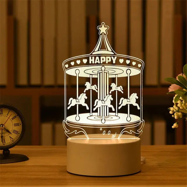 Romantic Love 3D Acrylic Led Lamp for Home Children's Night Light Table Lamp Birthday Party Decor Valentine's Day Bedside Lamp.