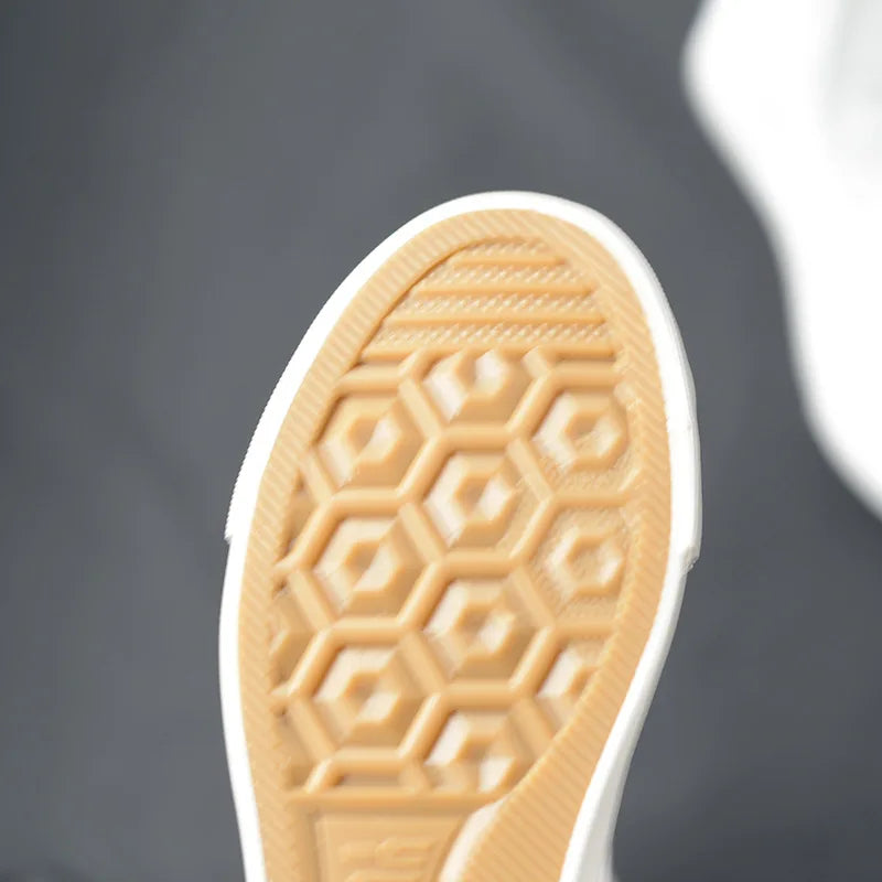 Women's High Top Canvas Sneakers with Lace-Up Zipper - Comfortable Flat Boots for Spring and Autumn, Tenis Feminino