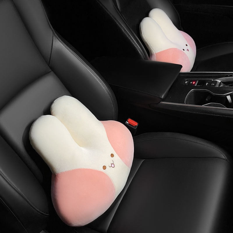 "Adorable Bunny Car Headrest Plush - Comfy Neck Pillow and Lumbar Support - Universal Car Accessory for Enhanced Comfort and Style"