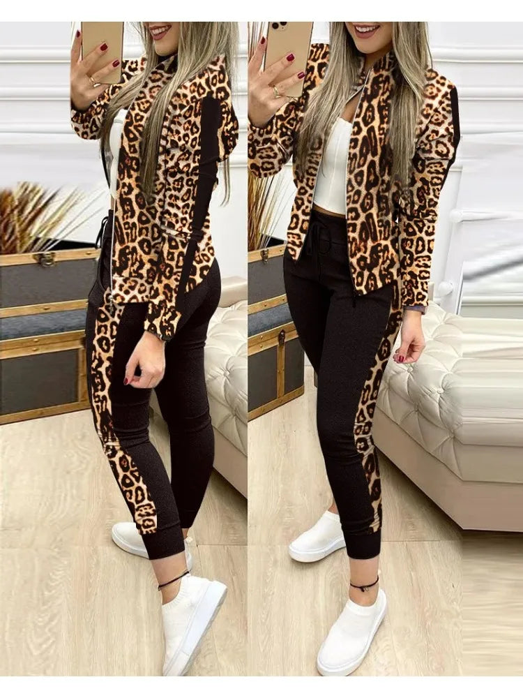 Upgrade Your Style with Our Leopard 2 Two Piece Set - Perfect for Any Occasion!