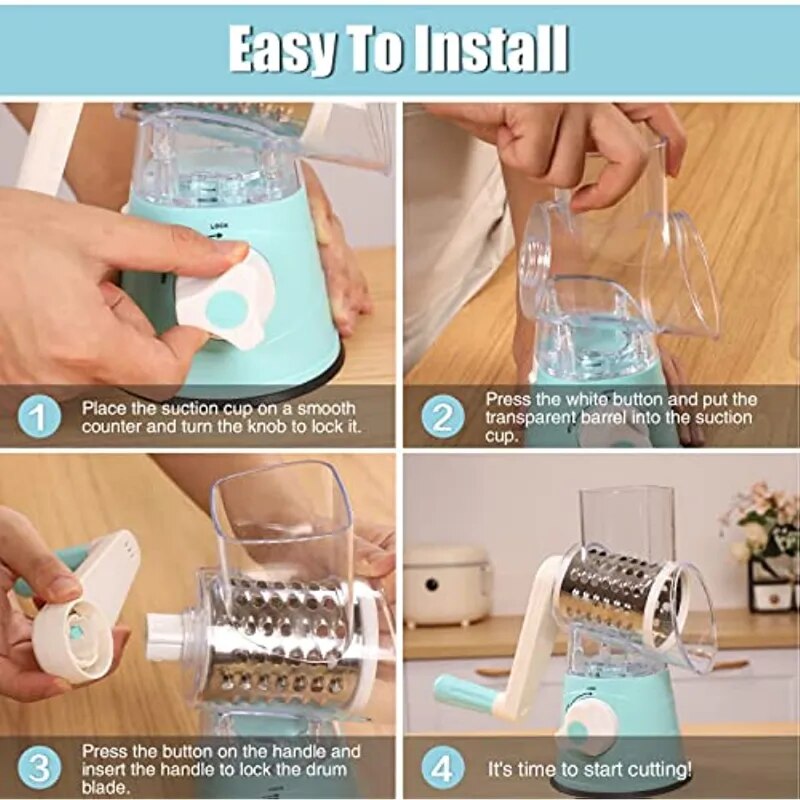 Manual Rotary Cheese Grater for Vegetable Cutter Potato Slicer Mandoline Multifunctional Vegetable Chopper Kitchen Accessories