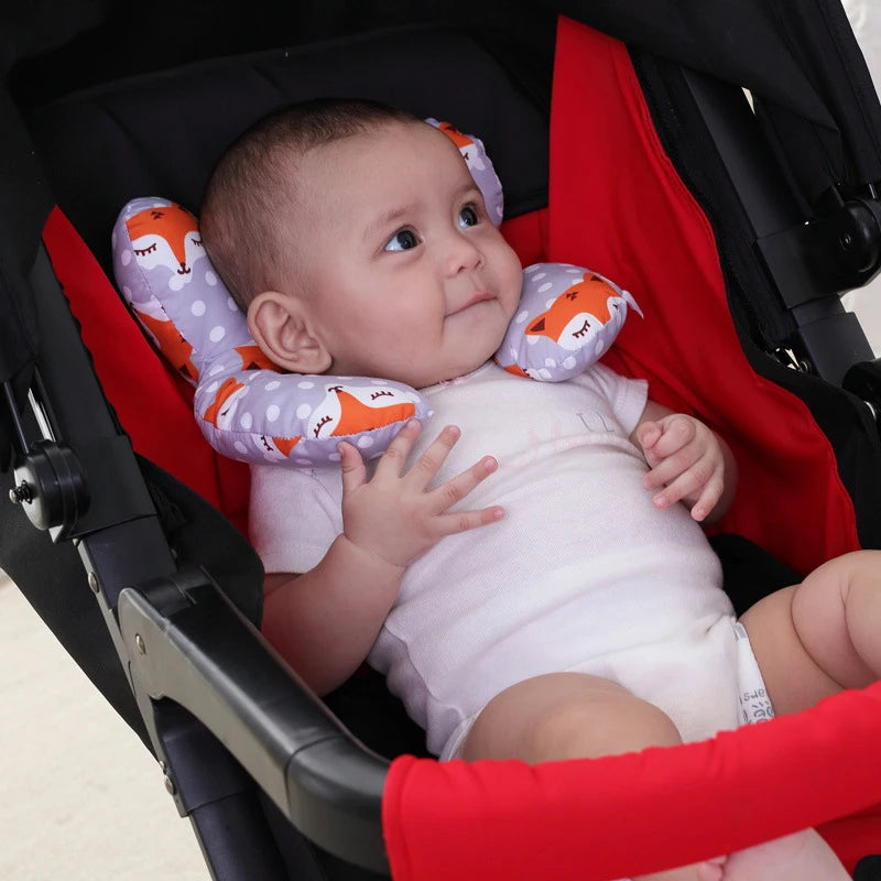 Soft Cartoon double U-Shaped Pillow for Children, Ideal for Travel, Strollers, and Cars