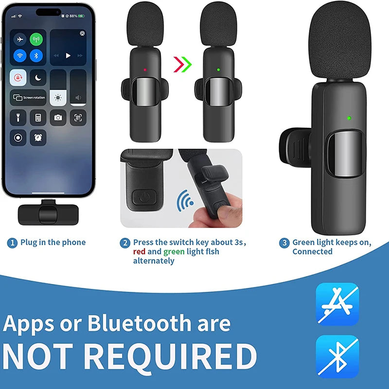 Wireless Microphone for Android Live Broadcast & Gaming - 360° Full Pick Up - Plug & Play - 10 Hr Battery